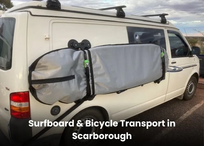 Maxi taxi in Scarborough transporting surfboards and bicycles for coastal group travel